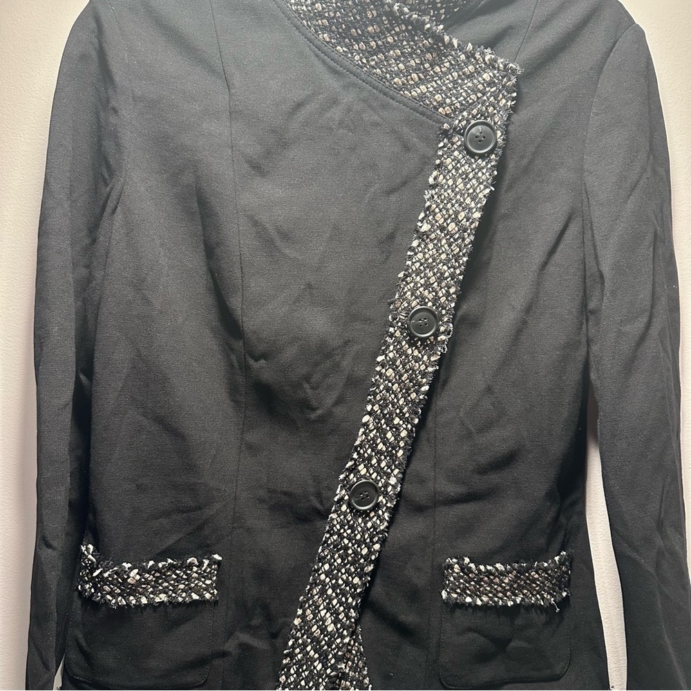 Lafayette 148 Eloise Jacket Formal Blazer Black Buttons Front Pockets Woven NWT - Picture 6 of 16